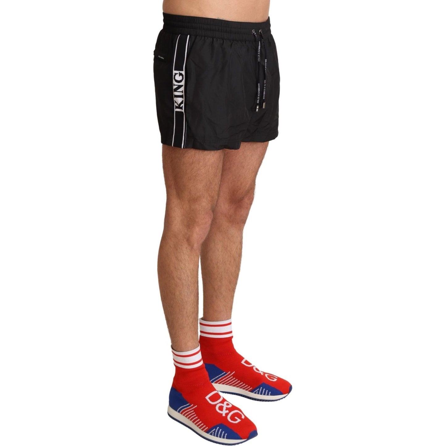 Dolce & Gabbana Elegant Black KING Motive Swim Trunks Dolce & Gabbana Sienna
