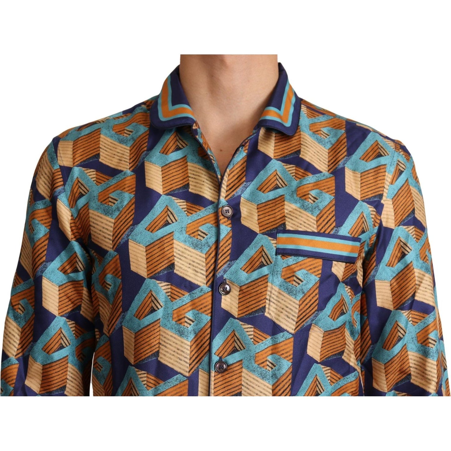 Dolce & Gabbana Elegant Silk Casual Shirt with DG Logo Dolce & Gabbana Dark Slate Gray