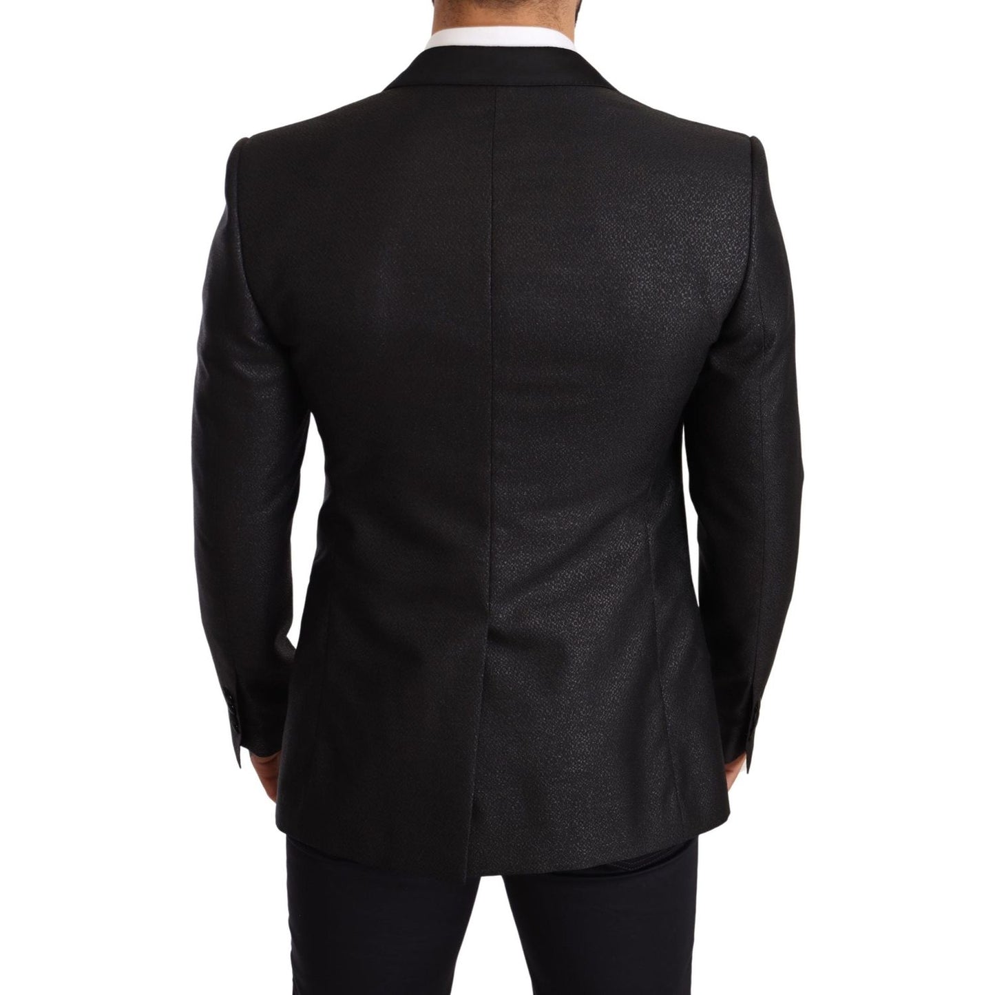 Dolce & Gabbana Elegant Black Metallic Slim Fit Blazer Jacket Blazer Jacket Dolce & Gabbana Black