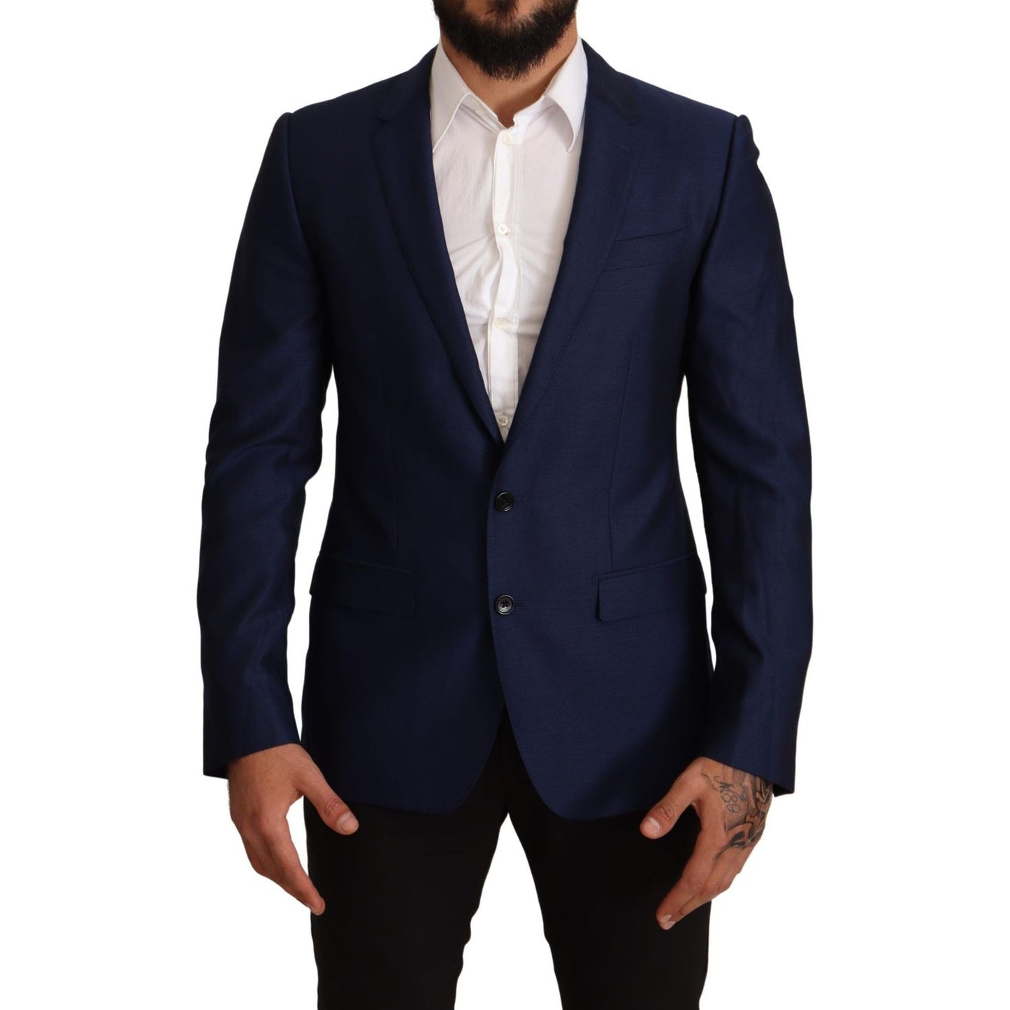 Dolce & Gabbana Navy Blue Virgin Wool Martini Blazer Dolce & Gabbana Black