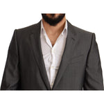 Dolce & Gabbana Gray Metallic MARTINI Slim Fit Set Suit KOS1882-48