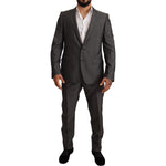 Dolce & Gabbana Gray Metallic MARTINI Slim Fit Set Suit KOS1882-48