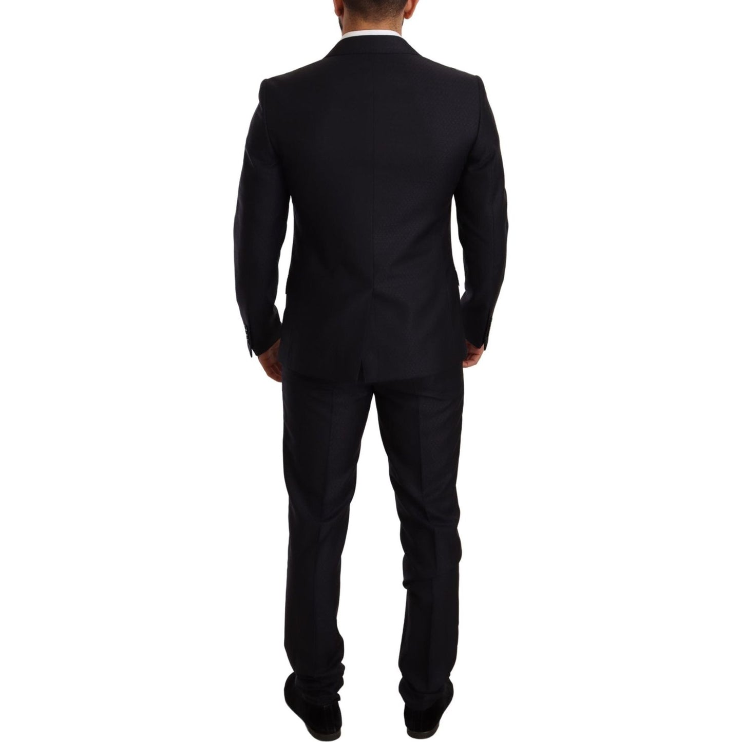 Dolce & Gabbana Elegant Slim Fit Jacquard Suit in Blue Suit Dolce & Gabbana Black