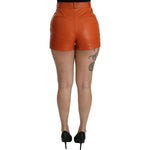 Dolce & Gabbana Orange Leather High Waist Hot Pants Shorts SKI1385-40