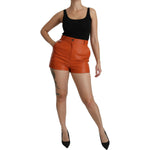 Dolce & Gabbana Orange Leather High Waist Hot Pants Shorts SKI1385-40