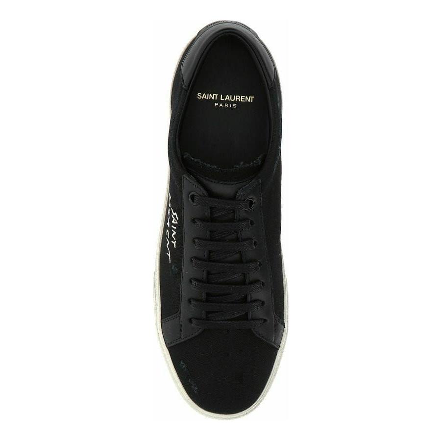 Saint Laurent Sleek Black Canvas & Leather Low-Top Sneakers Saint Laurent Black