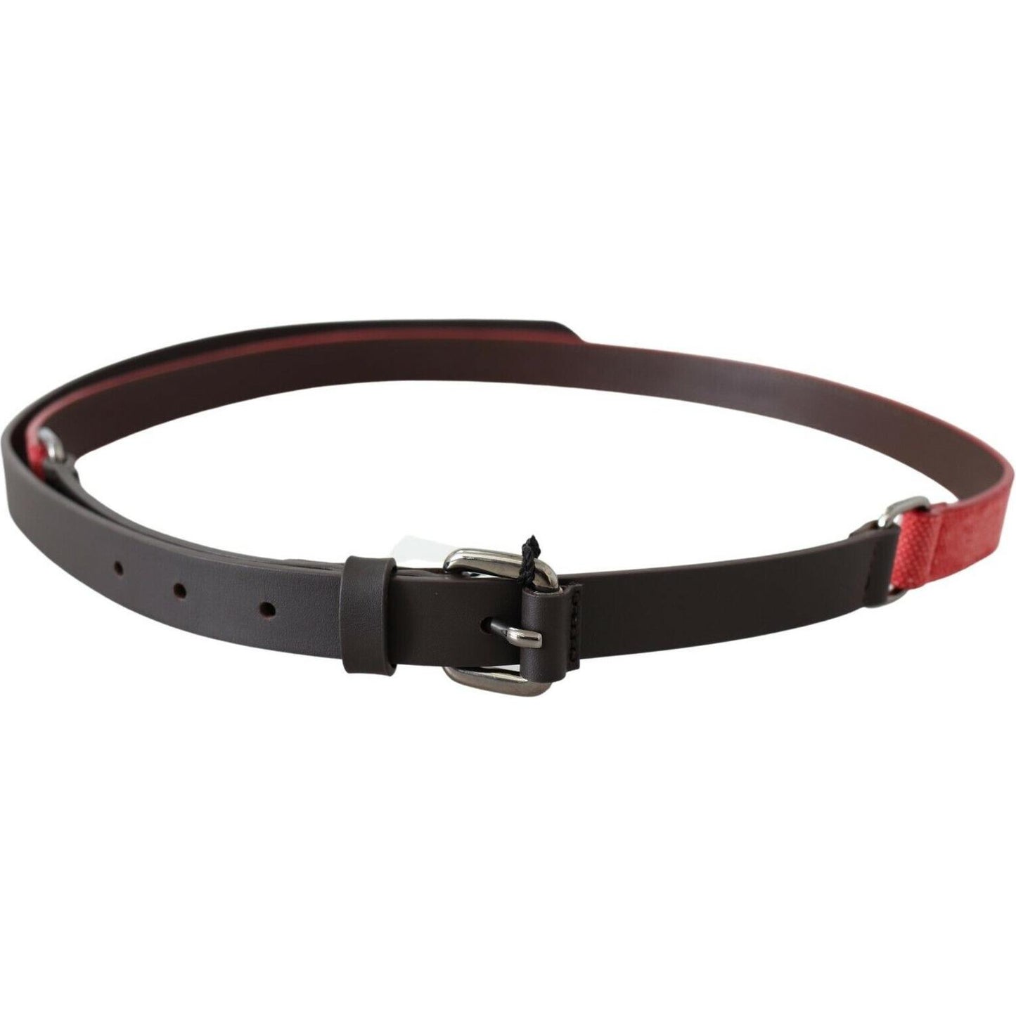 Costume National Elegant Red Brown Leather Fashion Belt WOMAN BELTS Costume National Dark Slate Gray