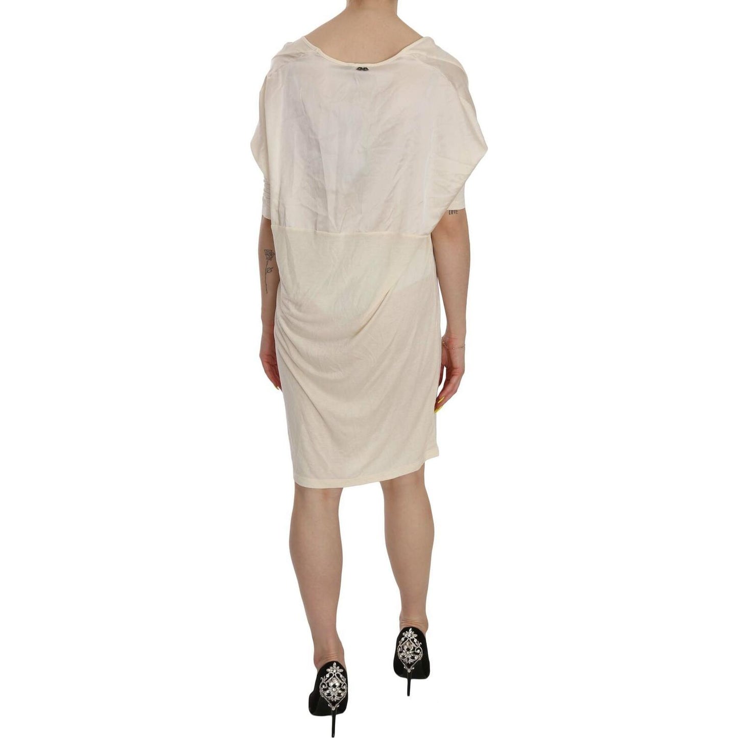 Costume National Chic Cream A-Line Elbow Sleeve Dress WOMAN DRESSES Costume National Gray