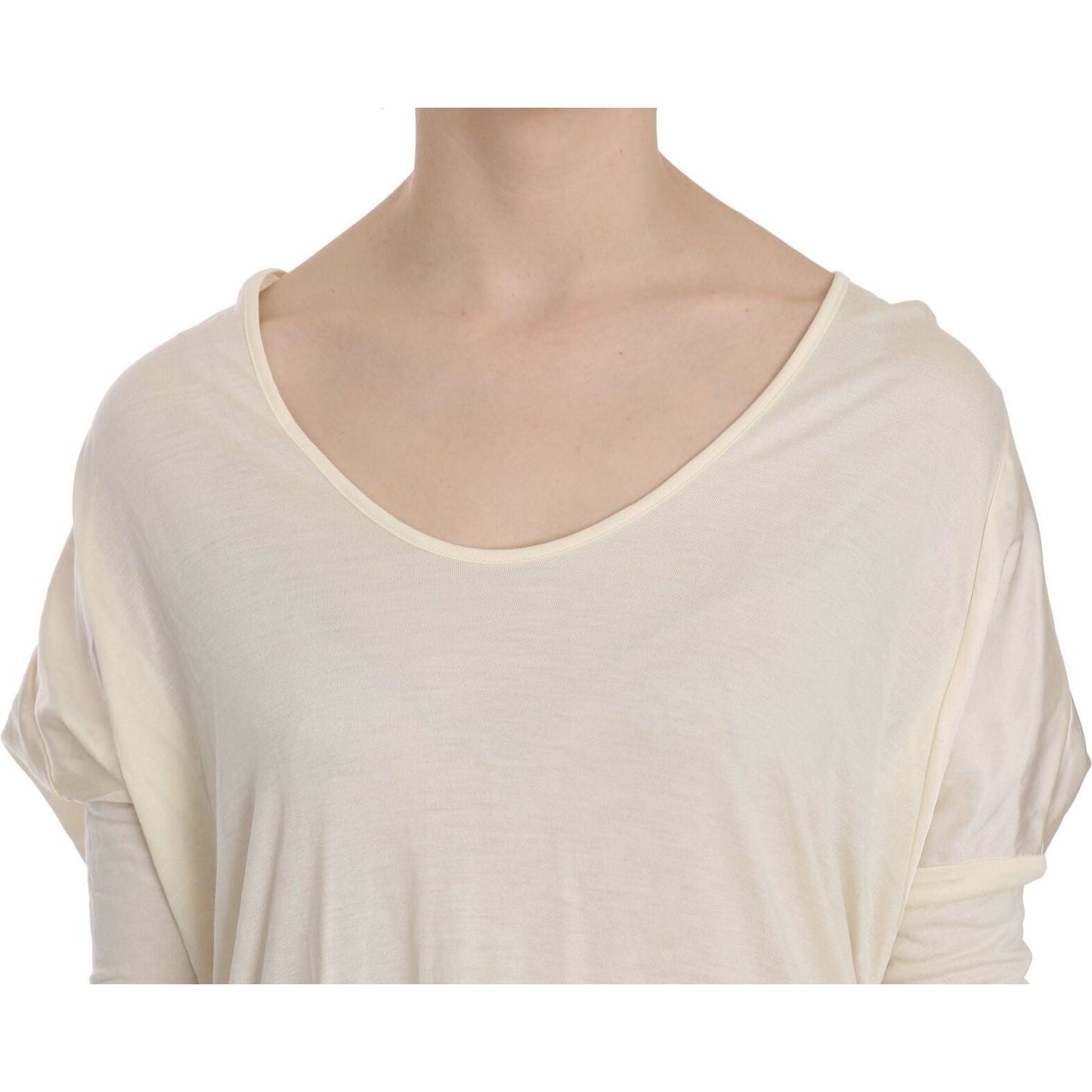 Costume National Chic Cream A-Line Elbow Sleeve Dress WOMAN DRESSES Costume National Light Gray