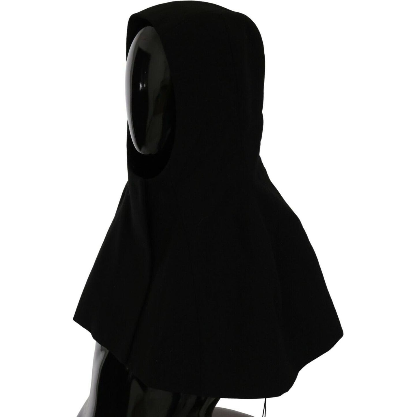 Dolce & Gabbana Elegant Black Hooded Scarf Wrap Hood Scarf Dolce & Gabbana Black