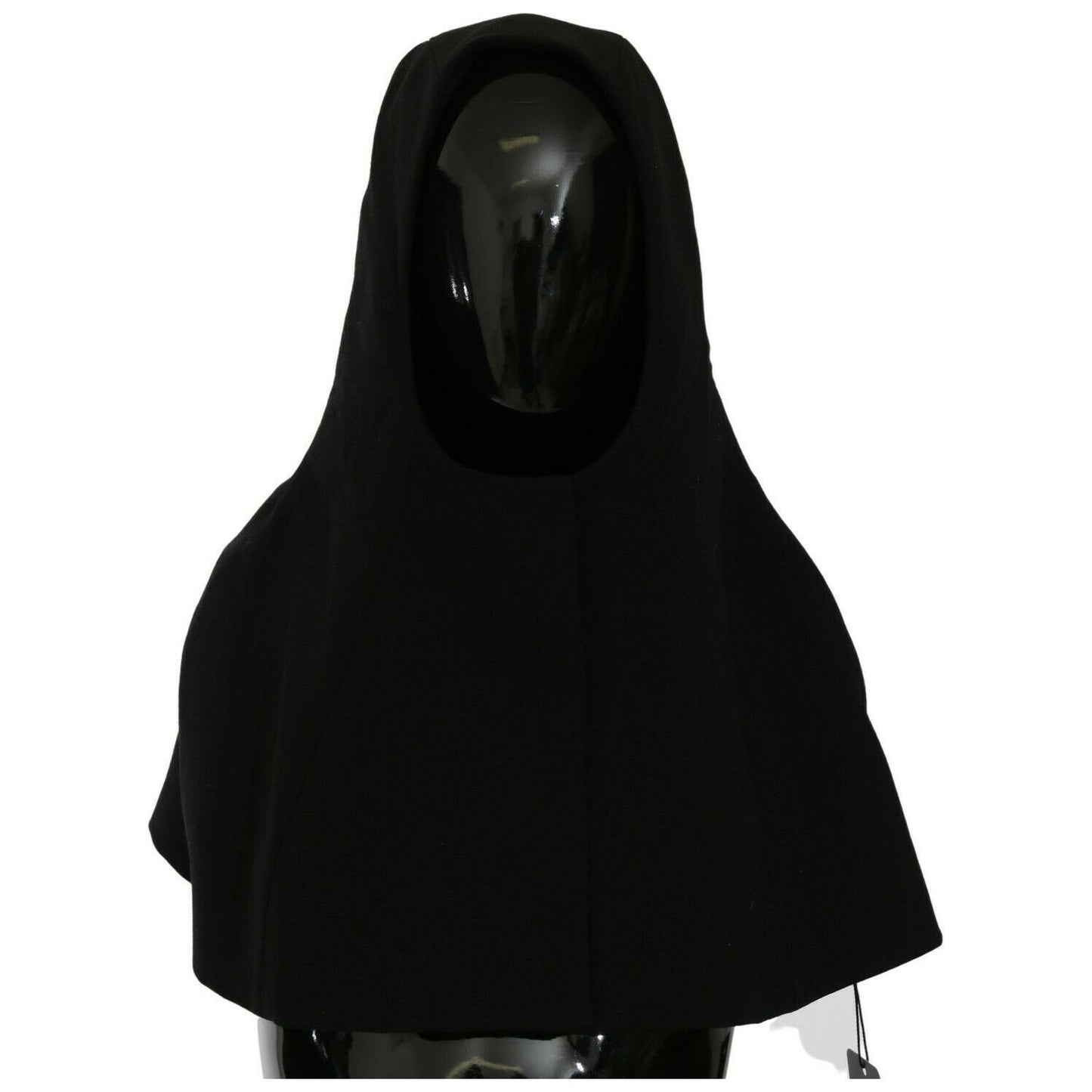 Dolce & Gabbana Elegant Black Hooded Scarf Wrap Hood Scarf Dolce & Gabbana Black