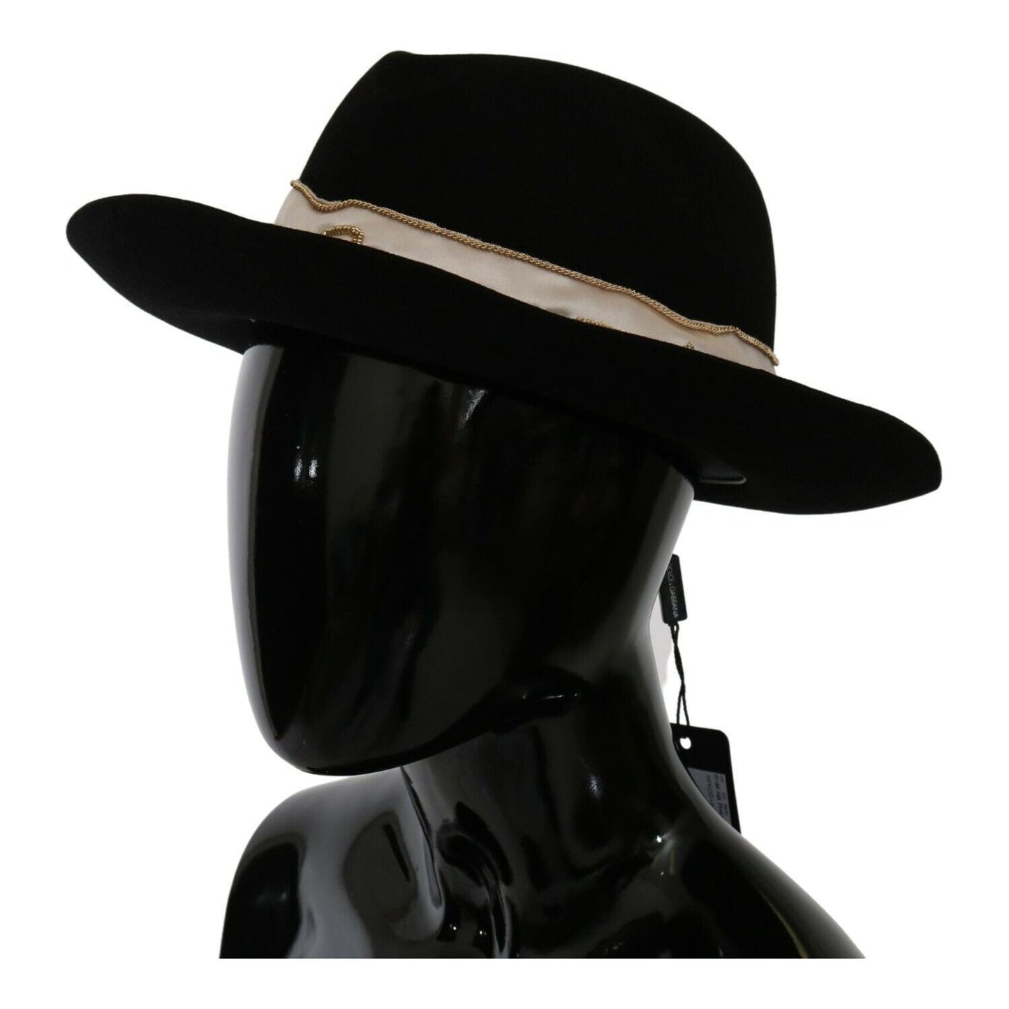 Dolce & Gabbana Elegant Black Lapin Wide Brim Panama Hat WOMAN HATS Dolce & Gabbana Black