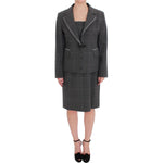 BENCIVENGA Gray Checkered Cotton Blazer Dress Set Suit SIG60234 -50