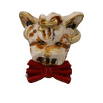 Dolce & Gabbana Gold Brass Resin Beige Dog Pet Branded Accessory Ring SMY2256- 50