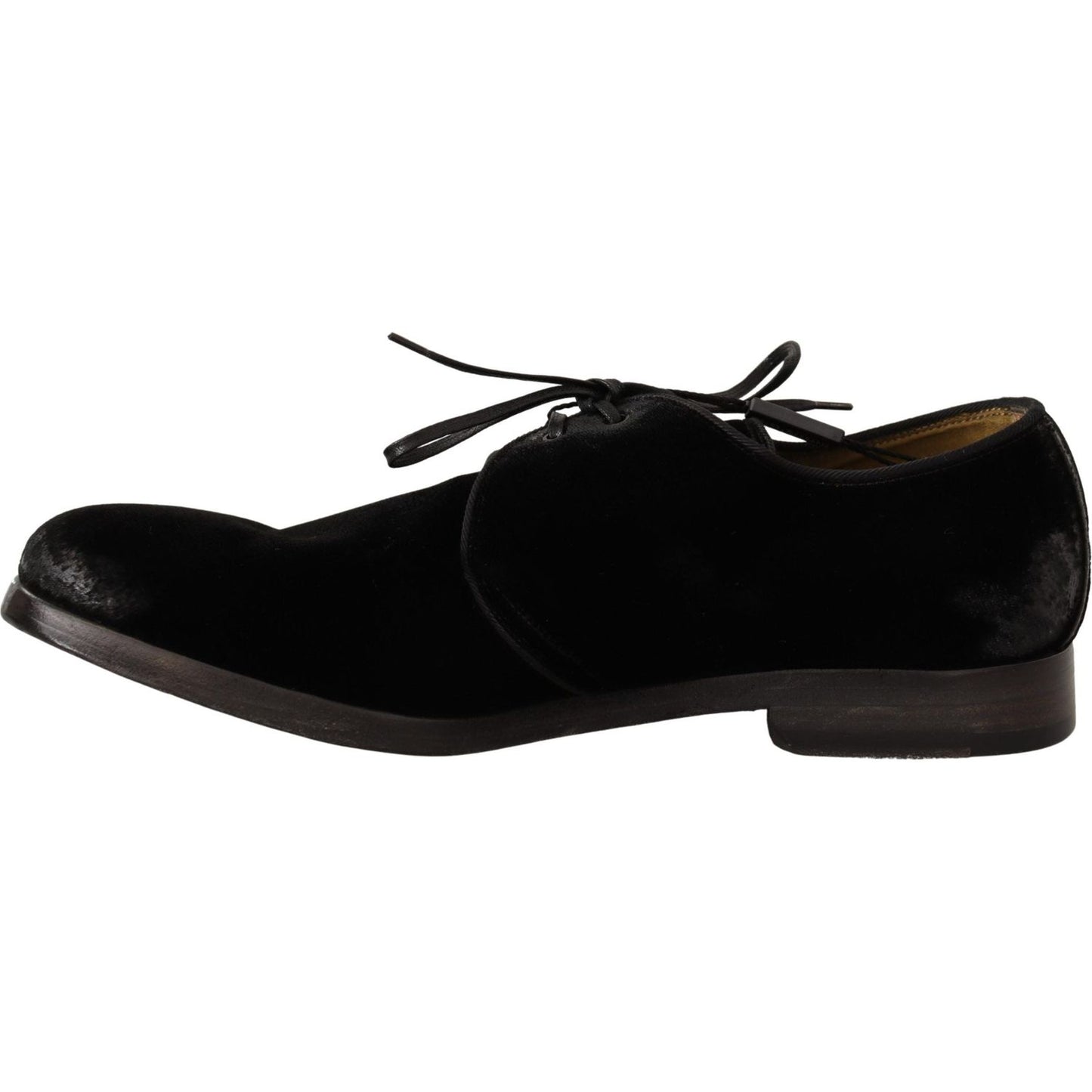 Dolce & Gabbana Elegant Black Velvet Derby Shoes Dress Shoes Dolce & Gabbana Black