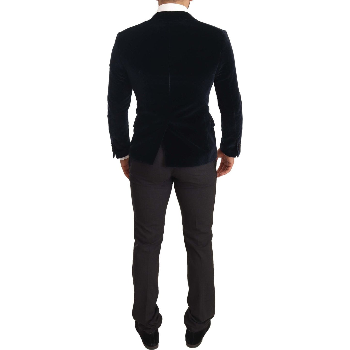 Dolce & Gabbana Elegant Two-Piece Velvet Suit in Blue Dolce & Gabbana Black