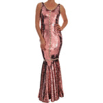 Dolce & Gabbana Pink Sequined Sheath Crystal Dress Gown DR1407-40