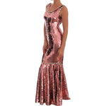 Dolce & Gabbana Pink Sequined Sheath Crystal Dress Gown DR1407-40