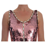 Dolce & Gabbana Pink Sequined Sheath Crystal Dress Gown DR1407-40