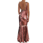 Dolce & Gabbana Pink Sequined Sheath Crystal Dress Gown DR1407-40