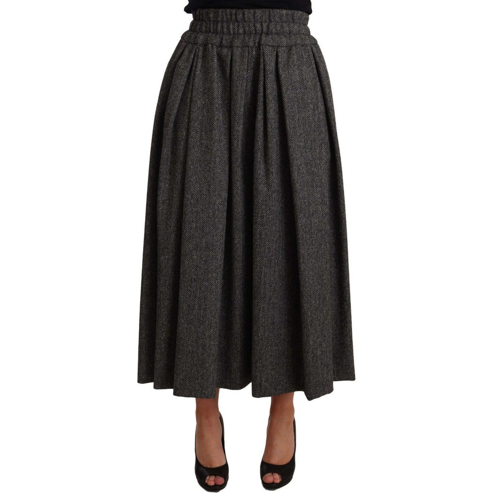 Dolce & Gabbana Gray Wool High Waist A-line PIECE Skirt PAN72105-40