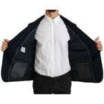 Dolce & Gabbana Blue Solid Cotton Silk Stretch Jacket Blazer JKT2553- 52