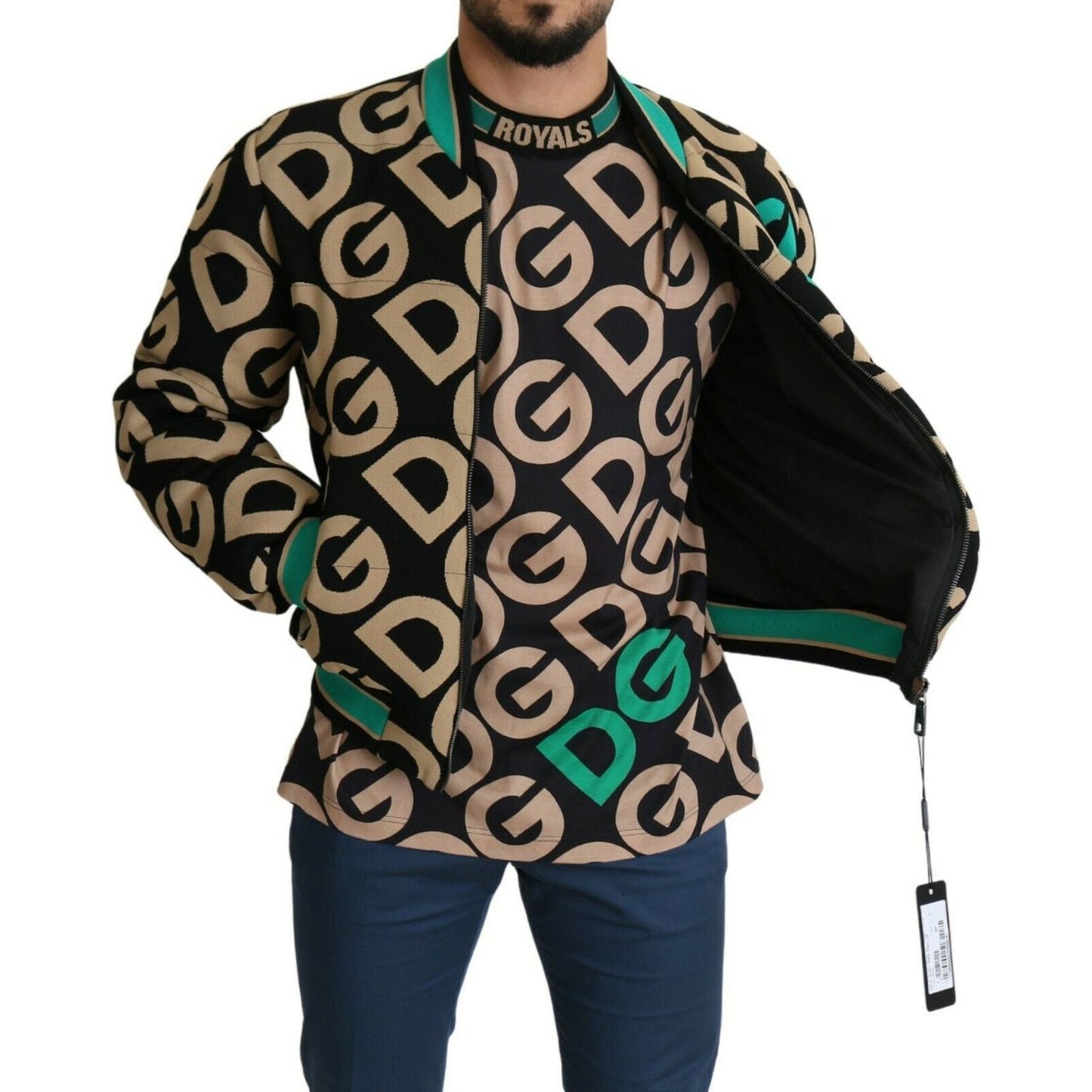 Dolce & Gabbana Iconic Printed Bomber Jacket – Exquisite Design Dolce & Gabbana Rosy Brown