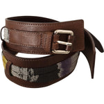 Costume National Brown Leather Silver Buckle Belt BEL61037 -80