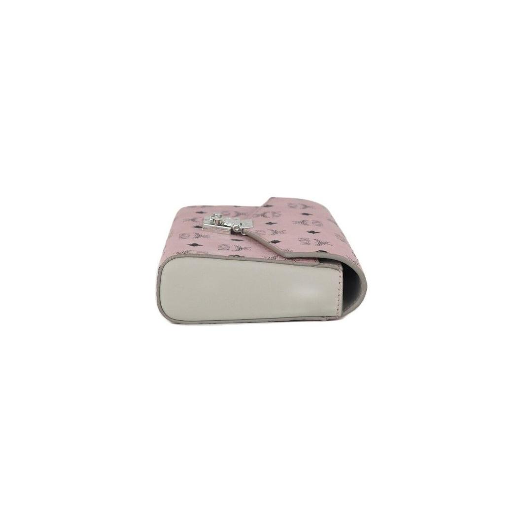 MCM Medium Soft Pink Signature Diamond Logo Leather Clutch Crossbody Handbag Crossbody Bag MCM Dark Gray
