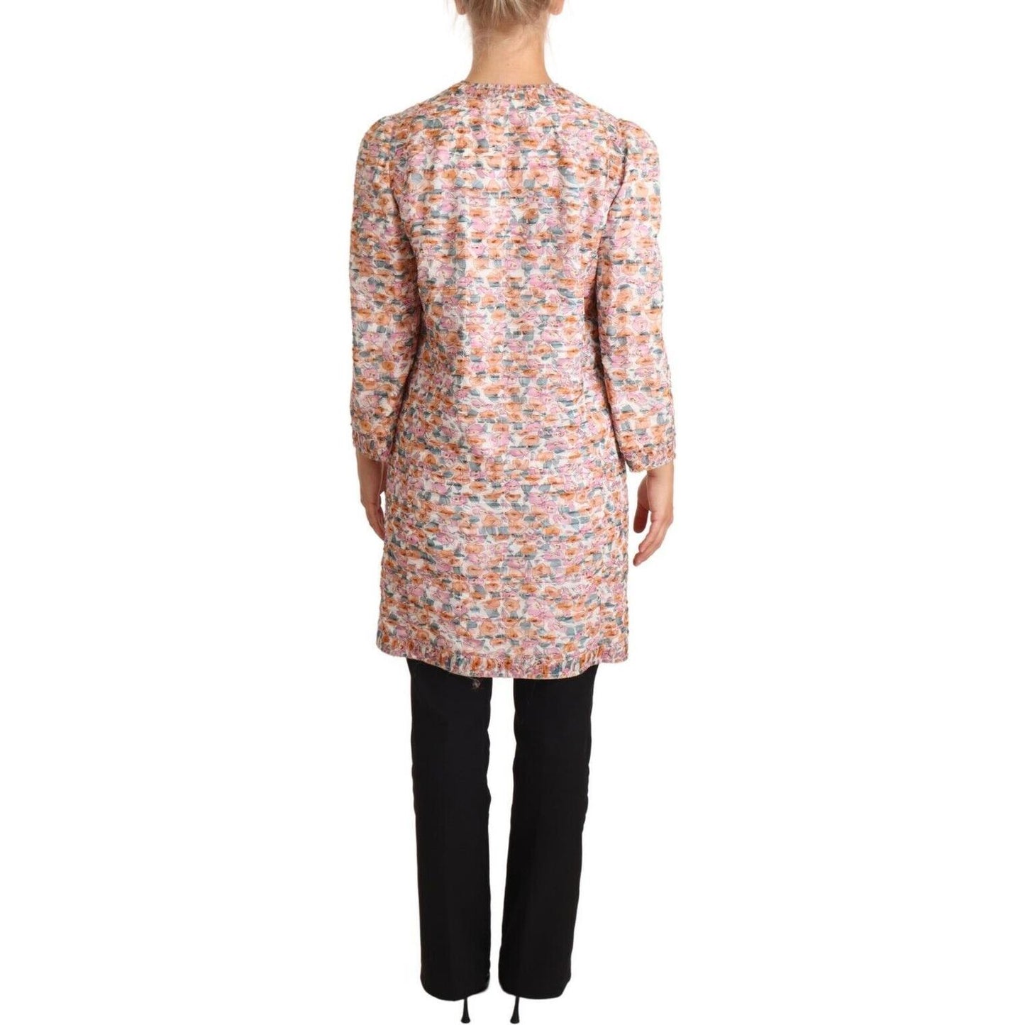 Dolce & Gabbana Elegant Floral Silk Trench Coat WOMAN COATS & JACKETS Dolce & Gabbana Gray