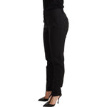 Dolce & Gabbana Black Tapered Women Trouser Virgin Wool Pants PAN72365-36