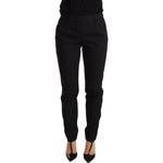 Dolce & Gabbana Black Tapered Women Trouser Virgin Wool Pants PAN72365-36