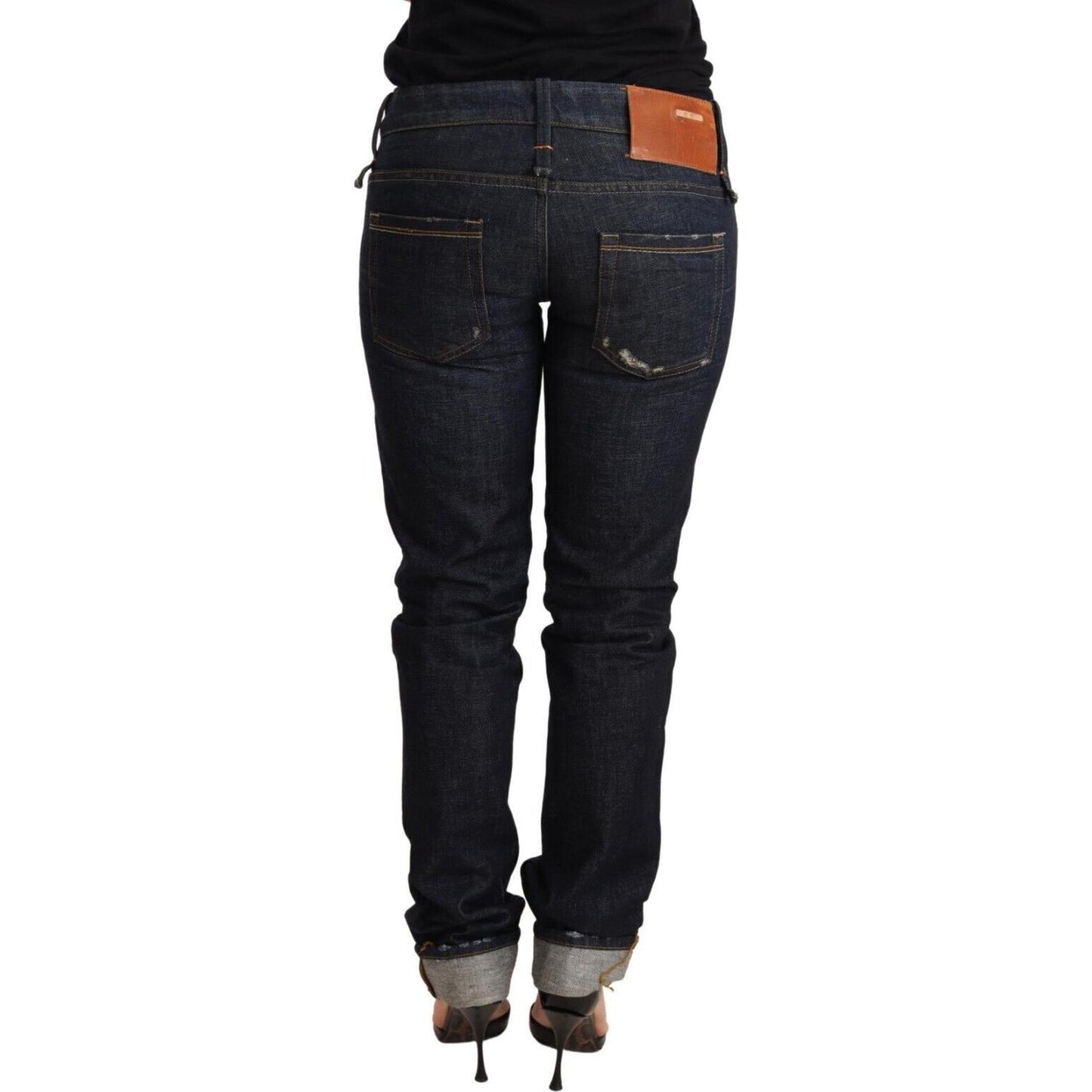 Acht Elegant Low Waist Skinny Dark Blue Jeans Jeans & Pants Acht Black