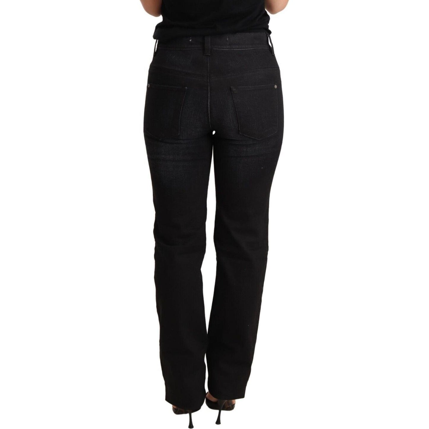 Ermanno Scervino Chic Black Washed Straight Cut Jeans Jeans & Pants Ermanno Scervino Black