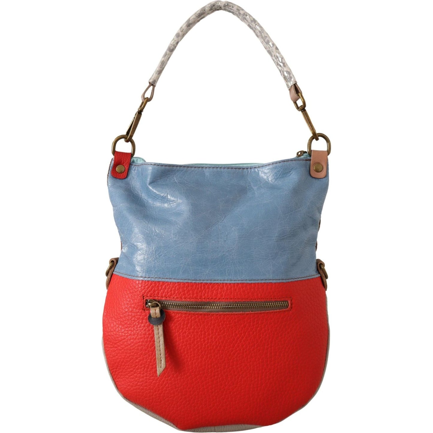 EBARRITO Chic Multicolor Leather Tote with Gold Accents Handbags EBARRITO Firebrick