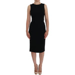 Dolce & Gabbana Black Stretch Crystal Sheath Gown Dress DR1041- 38