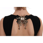 Dolce & Gabbana Black Stretch Crystal Sheath Gown Dress DR1041- 38