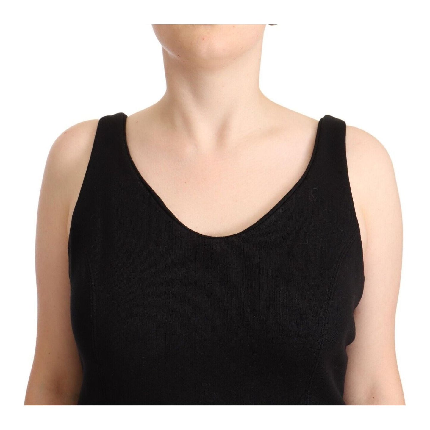 Ermanno Scervino Chic Sleeveless Designer Tank Top in Black WOMAN TOPS AND SHIRTS Ermanno Scervino Tan