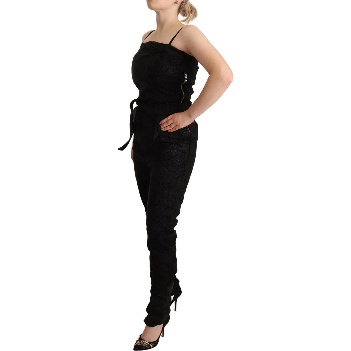 La Maison du Couturier Black Spaghetti Strap Jumpsuit Dress Jeans & Pants