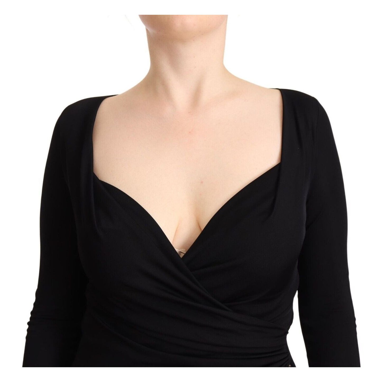 GF Ferre Elegant Black Sheath Dress with Sweetheart Neckline WOMAN DRESSES GF Ferre Wheat