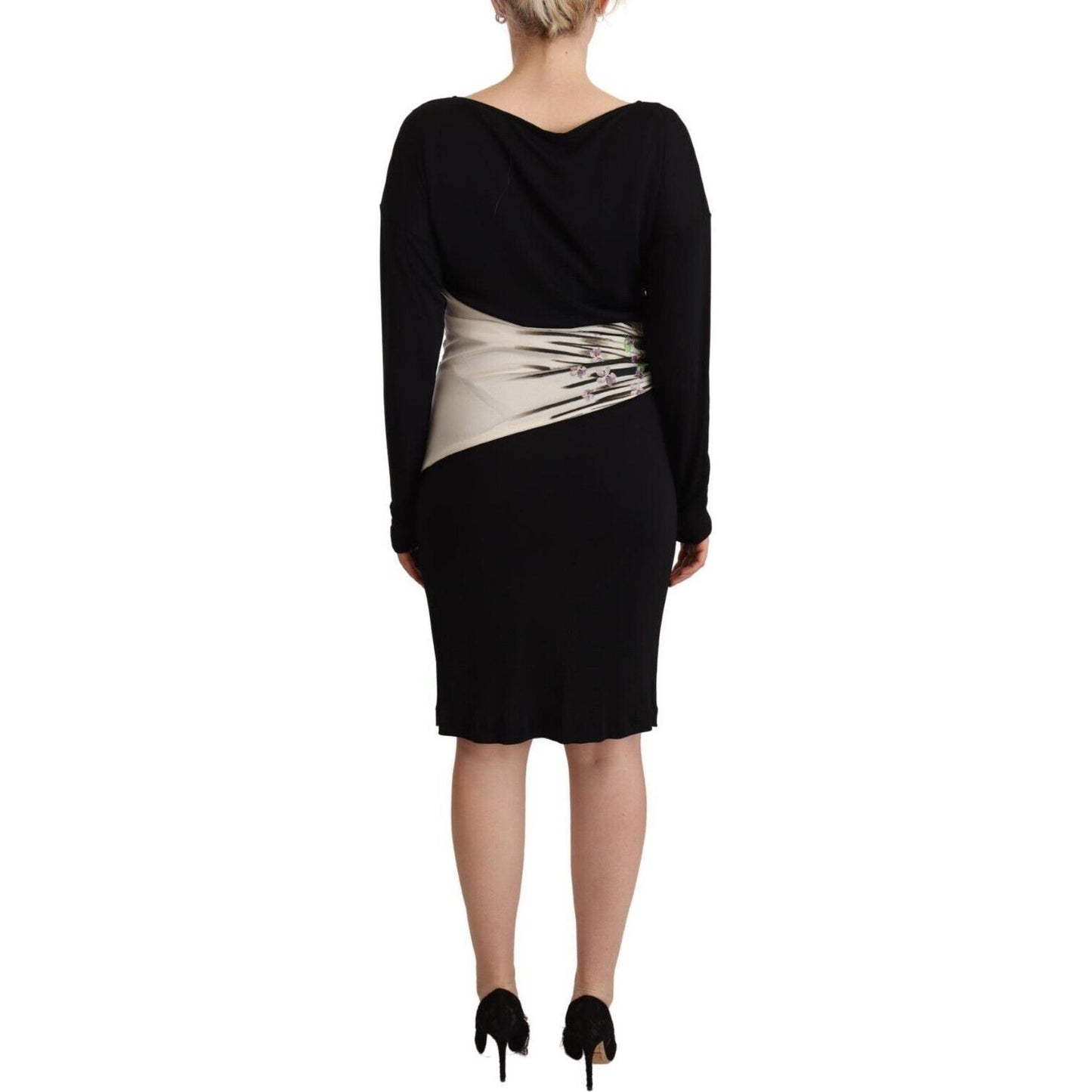 Roberto Cavalli Elegant Sheath Long Sleeve Boat Neck Dress WOMAN DRESSES Roberto Cavalli Rosy Brown