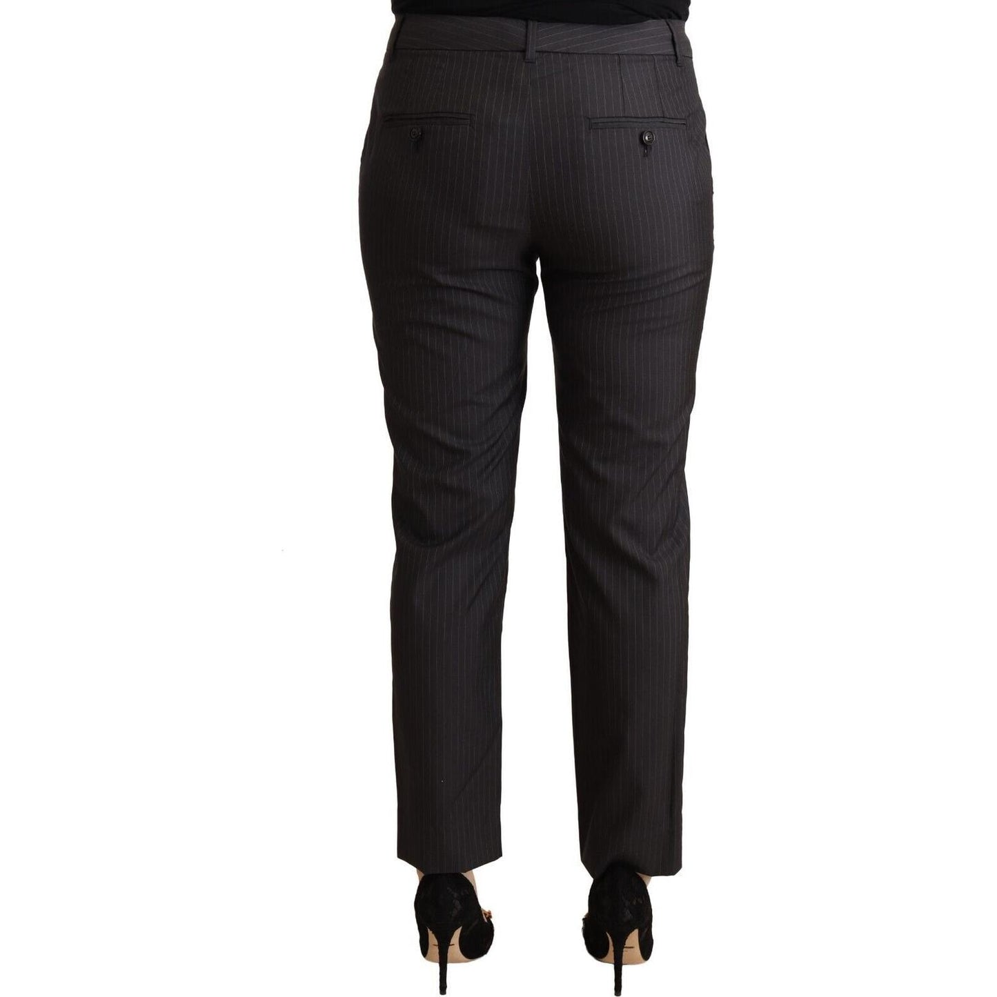 Dolce & Gabbana Black Striped Wool Tapered Trouser Pants PAN72362 - 44