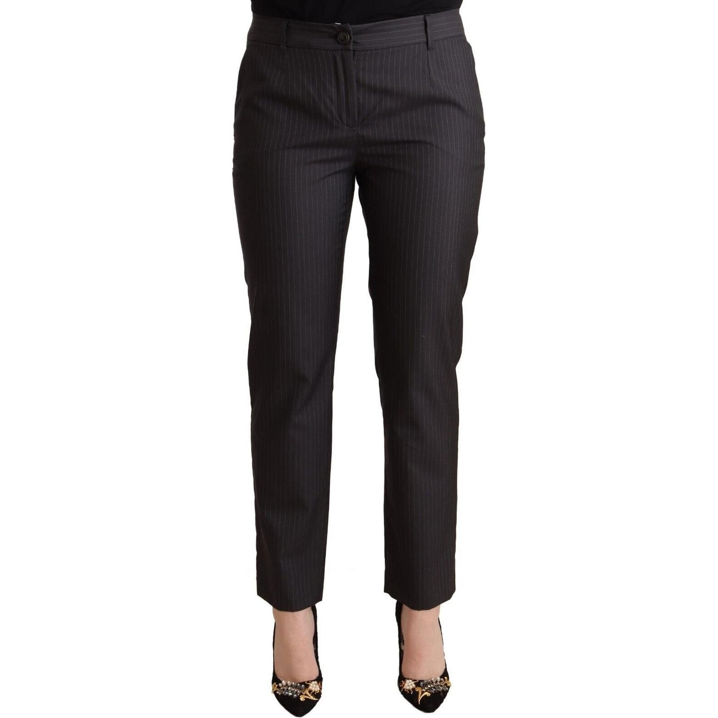 Dolce & Gabbana Black Striped Wool Tapered Trouser Pants PAN72362 - 44