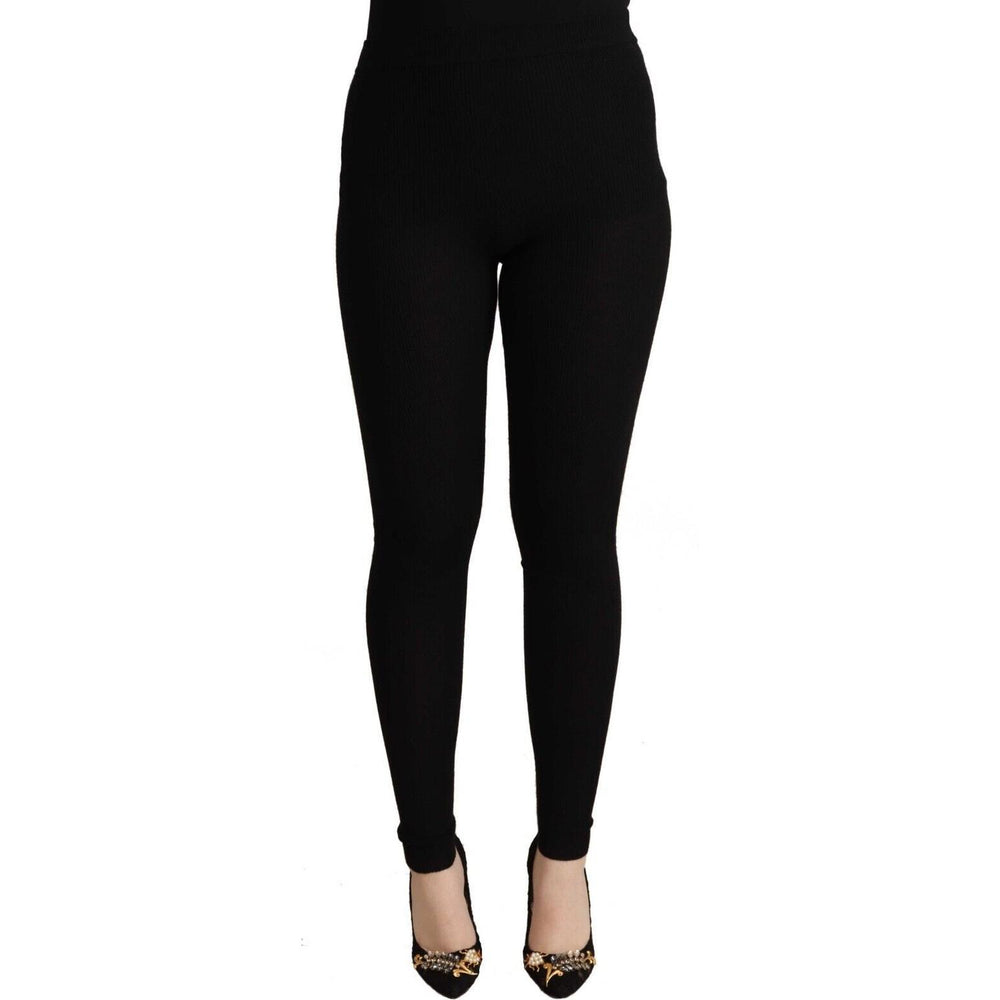 Dolce & Gabbana Black Cashmere Stretch Waist Tights Pants PAN71083 - 36