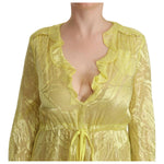 Patrizia Pepe Yellow Silk Long Sleeves Plunging Maxi Dress DR28537 - 40