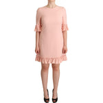 Dolce & Gabbana Pink Ruffled Sleeves Viscose Sheath Dress DR28263 - 44