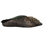 Paola D'Arcano Gold Jacquard Leather Embellished Slip On Shoes LA9437 - 36