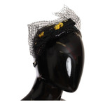 Dolce & Gabbana Silver Tiara Crystals Fruits Black Mesh Diadem Headband SMY100808