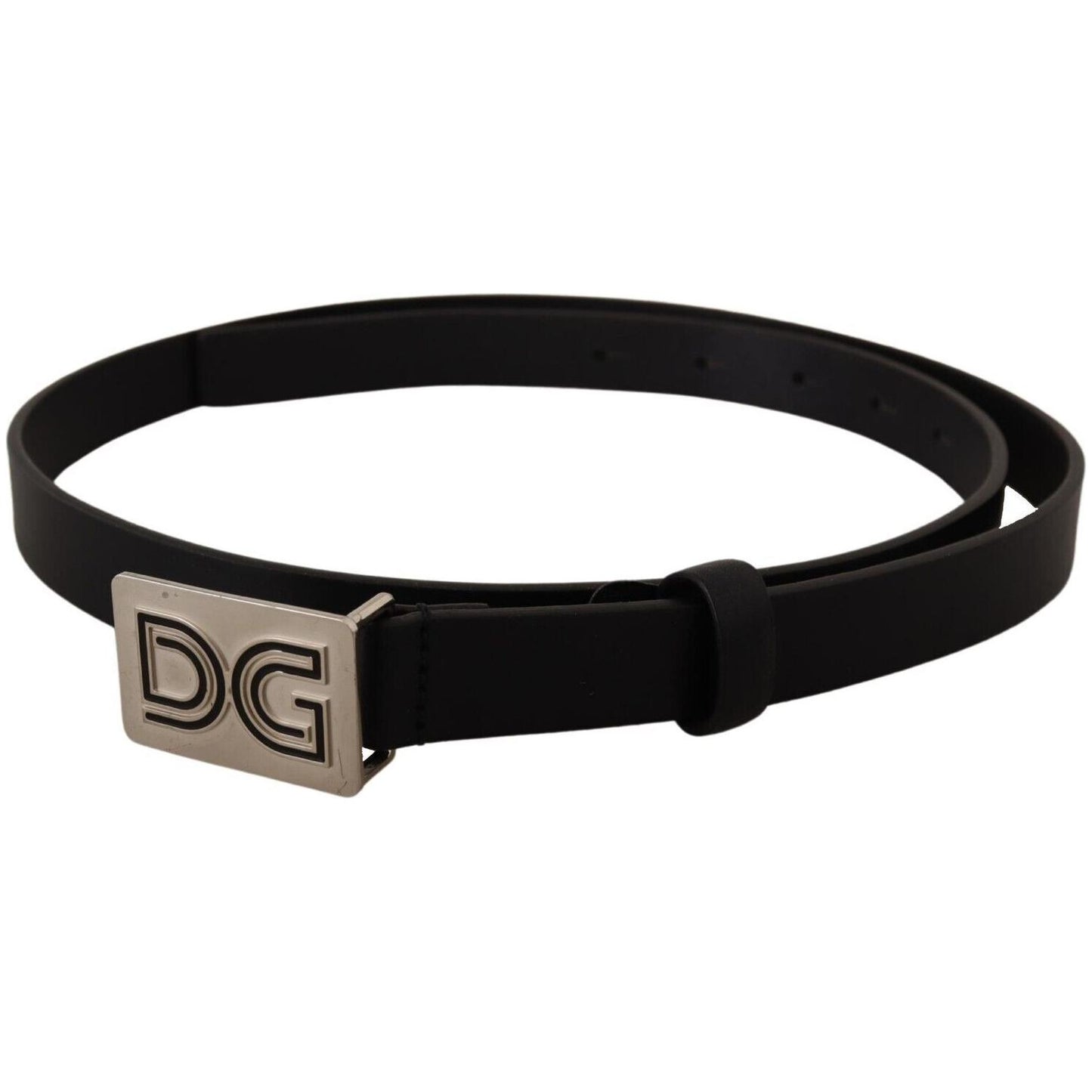 Dolce & Gabbana Elegant Black Leather Belt with Silver Buckle Dolce & Gabbana Black
