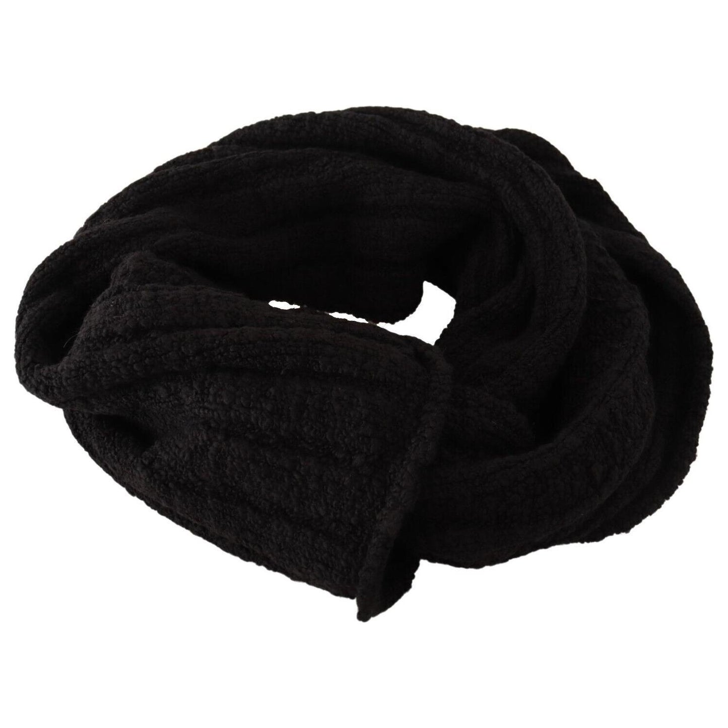 Dolce & Gabbana Elegance Unleashed Black Wool Scarf Dolce & Gabbana Black